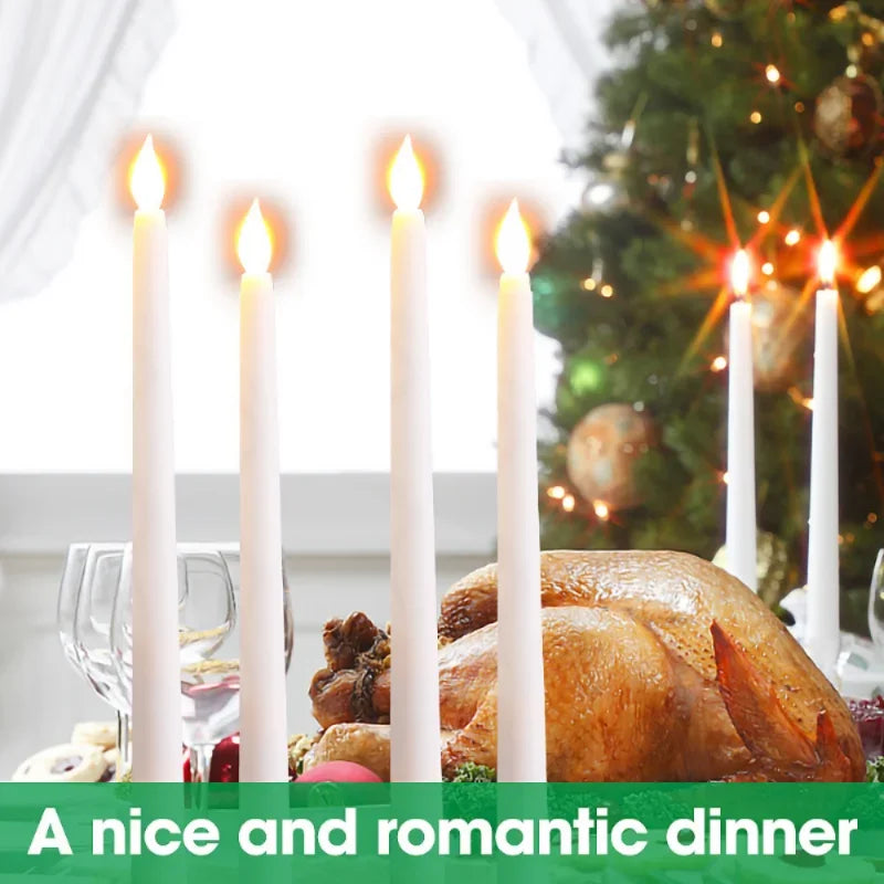 4/1PCS Long Halloween LED Candle Flameless Pointed Candle Light Battery Powered Flickering Candle Light Home Decoration
