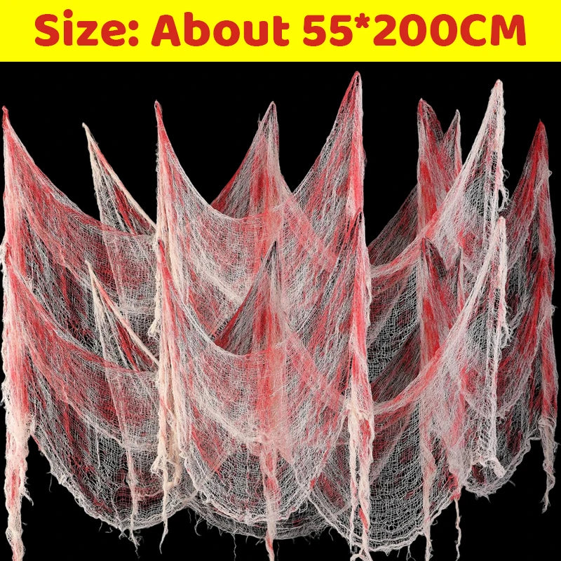 Scary Halloween Blood Gauze Staircase Indoor Outdoor Decoration Haunted House Blood Creepy Cloth Home Party Horror Scene Props