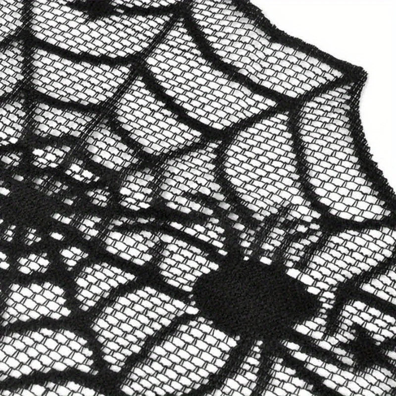 1pc New Halloween Spider Web Table Runner Black Lace Tablecloth Halloween Table Decor Festival Party Supplies
