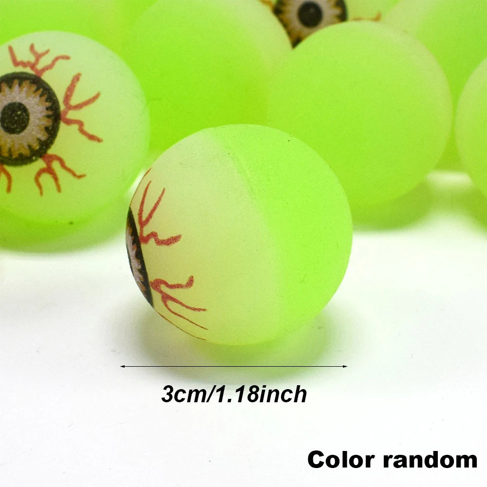 10pcs Eyeball Bouncy Balls Toys Green Light Up Eye Bouncy Ball Realistic Fluorescent Eyeball Rubber Ball Halloween Toy 30mm
