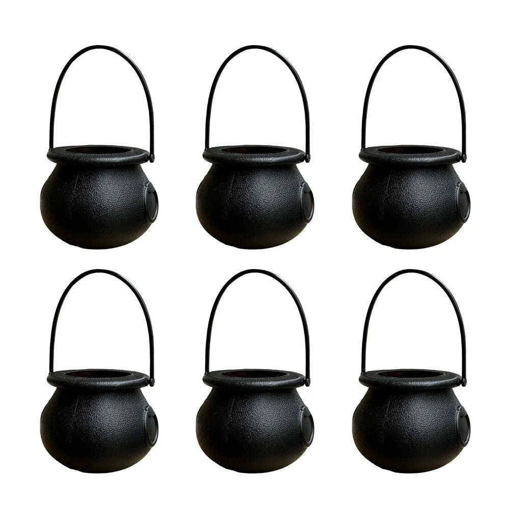 6PCS Set Spooky 6cm Size Halloween Pumpkin Jar With Lid Triangular Eyes Pumpkin Lantern Mini Basket Pumpkin Bucket Gift Giving