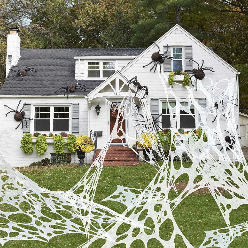 Halloween Decorations Outdoor Spider Web Cut Your Own Giant Stretchy Beef Netting Spiders Webbing Gauze Haunted Decor