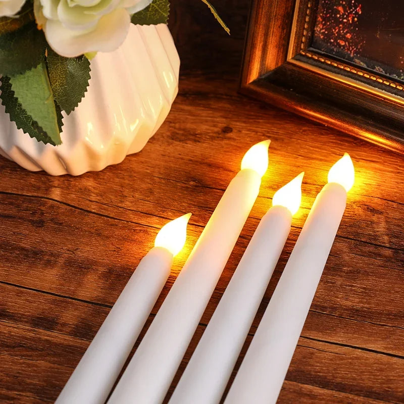 4/1PCS Long Halloween LED Candle Flameless Pointed Candle Light Battery Powered Flickering Candle Light Home Decoration