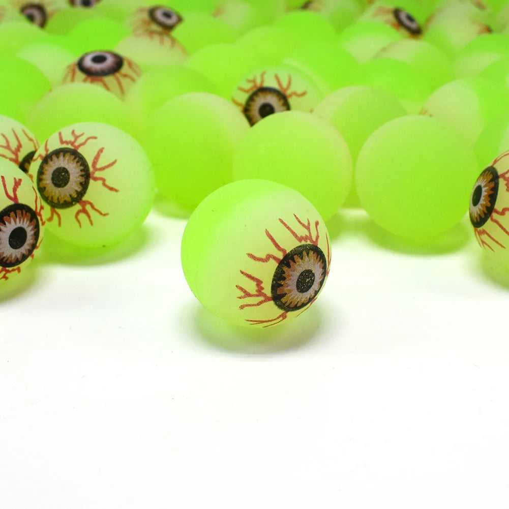 10pcs Eyeball Bouncy Balls Toys Green Light Up Eye Bouncy Ball Realistic Fluorescent Eyeball Rubber Ball Halloween Toy 30mm