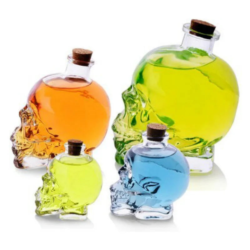 Skull Glass Bottle for whiskey Cocktail & Liquor - Borosilicate Barware, Perfect for Party, Home & Halloween Decor
