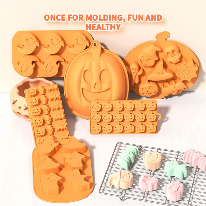 Halloween horror pumpkin bat silicone mold ghost hat skeleton ice block chocolate food baking tray mold biscuit cake baking mold