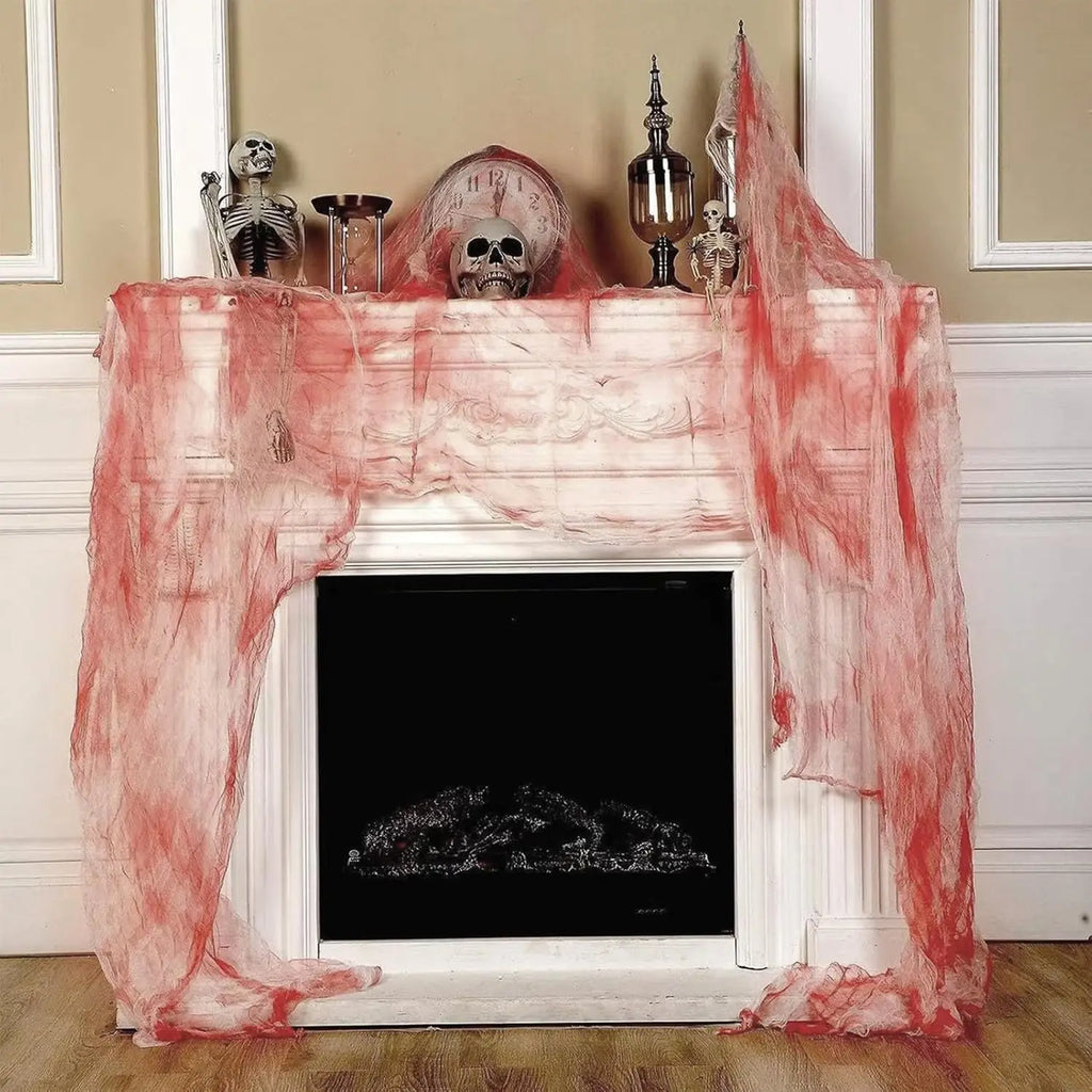 Scary Halloween Blood Gauze Staircase Indoor Outdoor Decoration Haunted House Blood Creepy Cloth Home Party Horror Scene Props