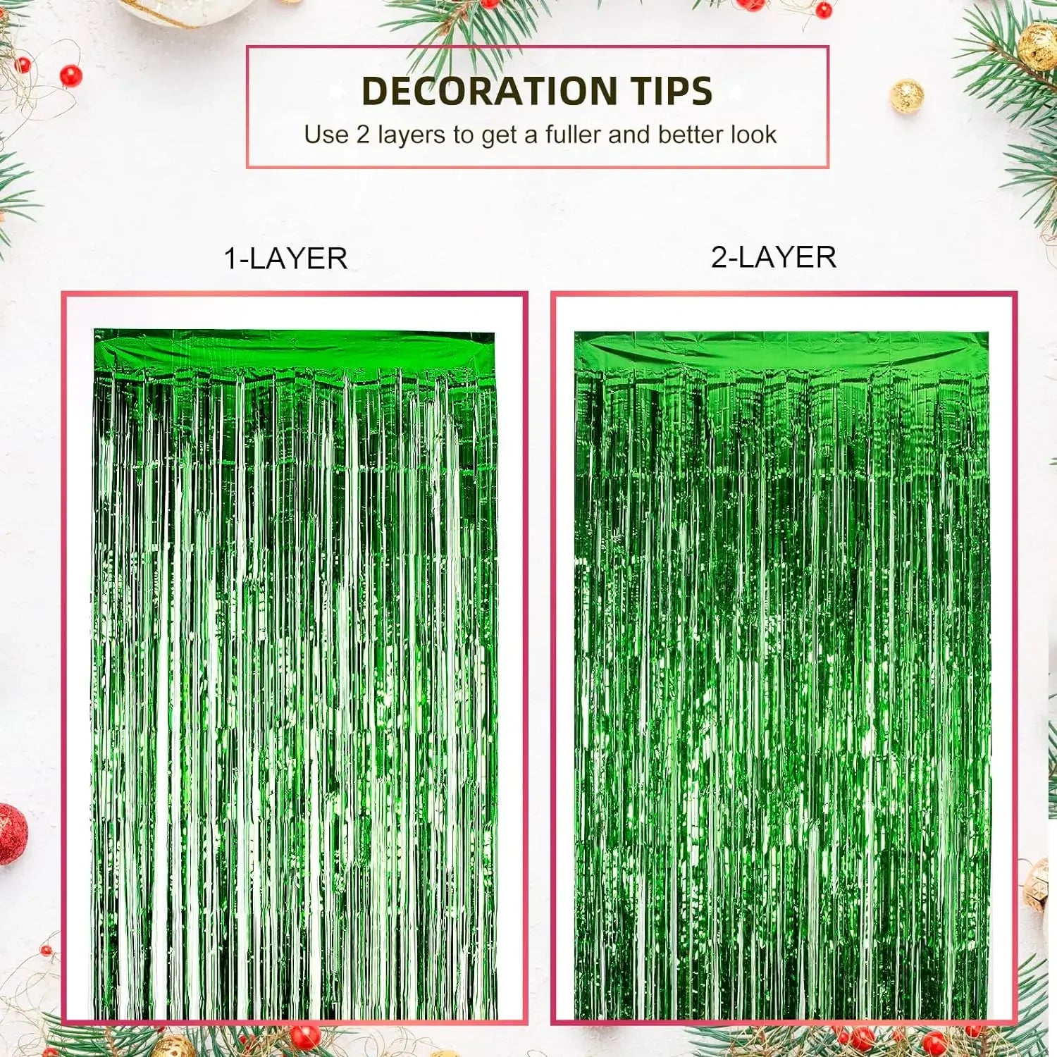 6PCS 2M High Foil Fringe Curtain Backdrop Holiday Theme Photo Booth for Halloween Christmas Birthday Wedding Party Decorations