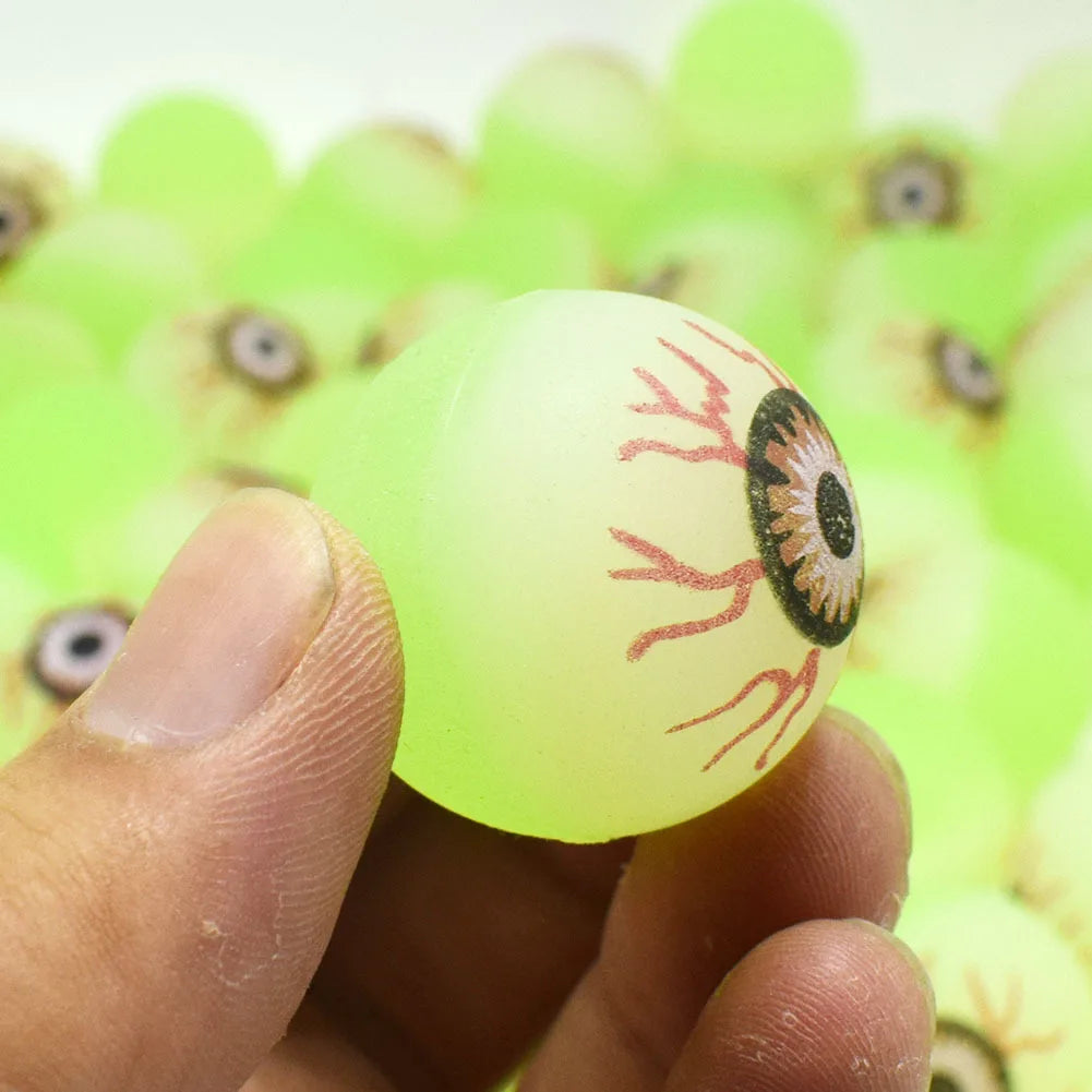 10pcs Eyeball Bouncy Balls Toys Green Light Up Eye Bouncy Ball Realistic Fluorescent Eyeball Rubber Ball Halloween Toy 30mm