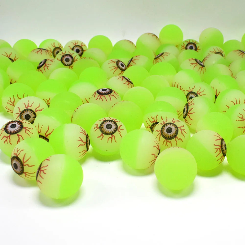 10pcs Eyeball Bouncy Balls Toys Green Light Up Eye Bouncy Ball Realistic Fluorescent Eyeball Rubber Ball Halloween Toy 30mm