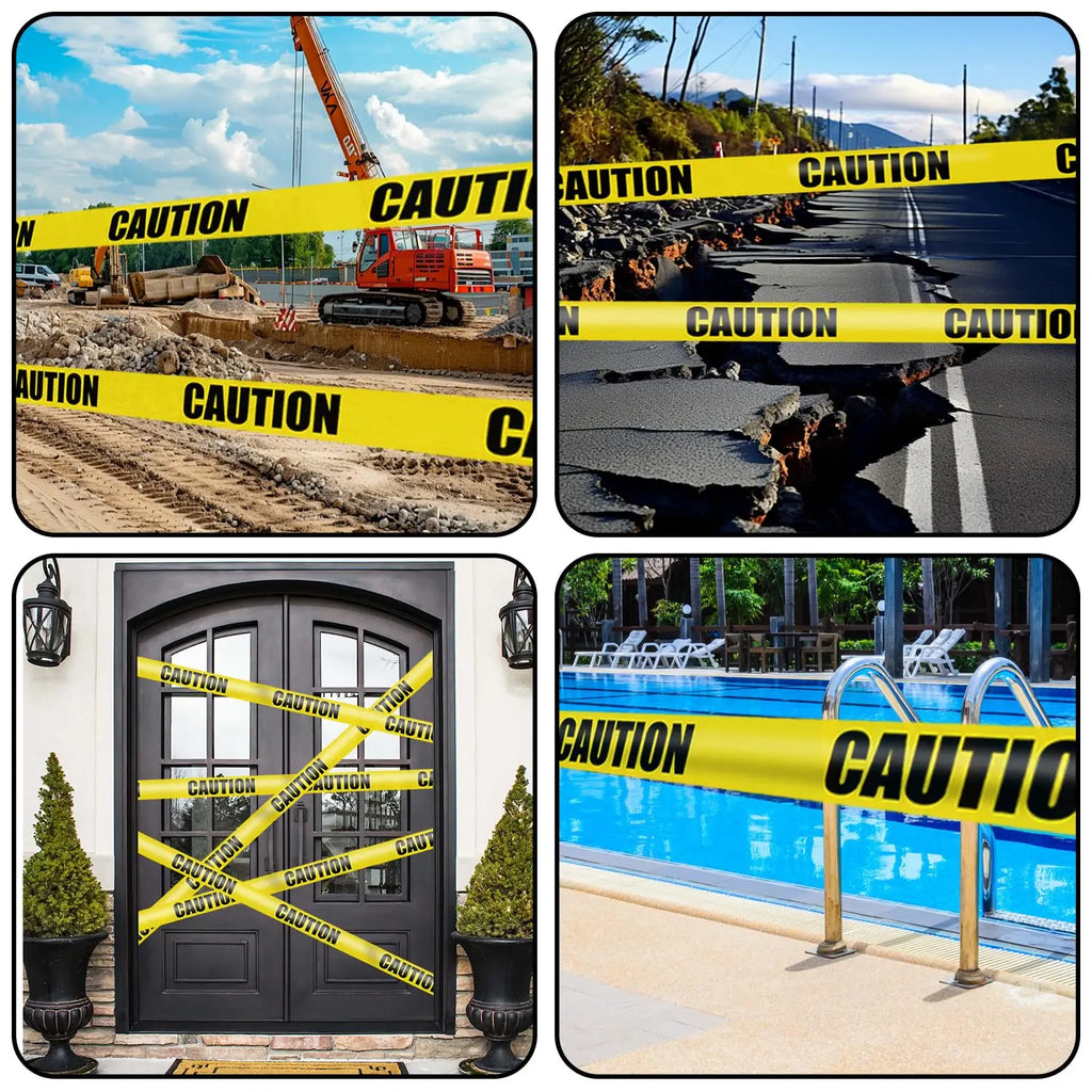 Heavy-duty, 3" x 328 ft reusable caution tape for construction, hazard marking, crime scenes, events, and Halloween decor.