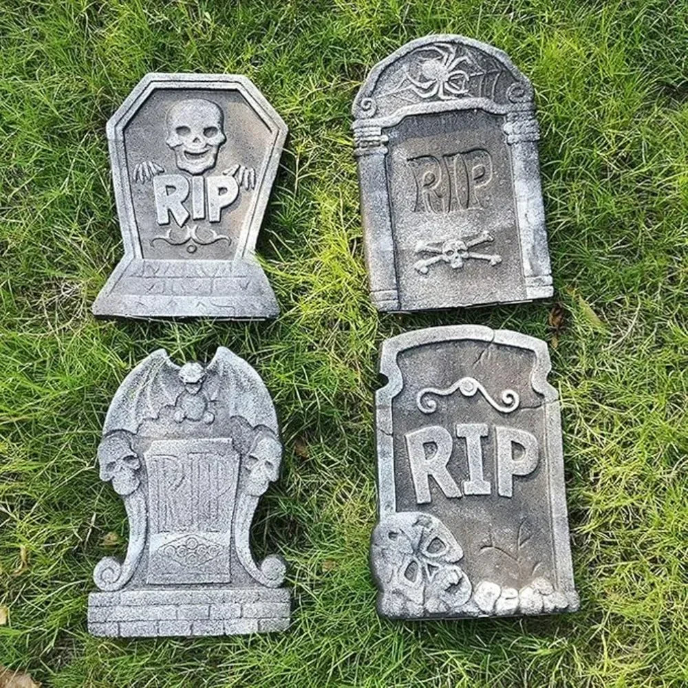 4pcs Halloween Yard Signs Tombstone Decoration Cemetery Foam Haunted House Graveyard for House Outdoor Party Prank Props