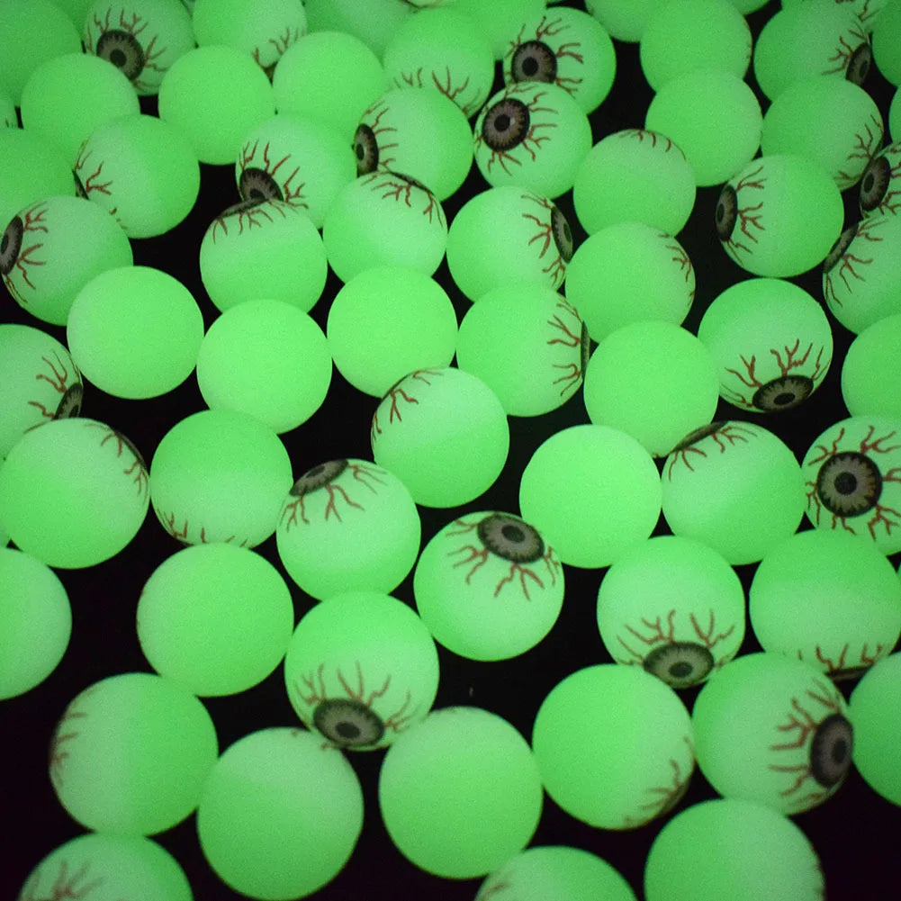10pcs Eyeball Bouncy Balls Toys Green Light Up Eye Bouncy Ball Realistic Fluorescent Eyeball Rubber Ball Halloween Toy 30mm