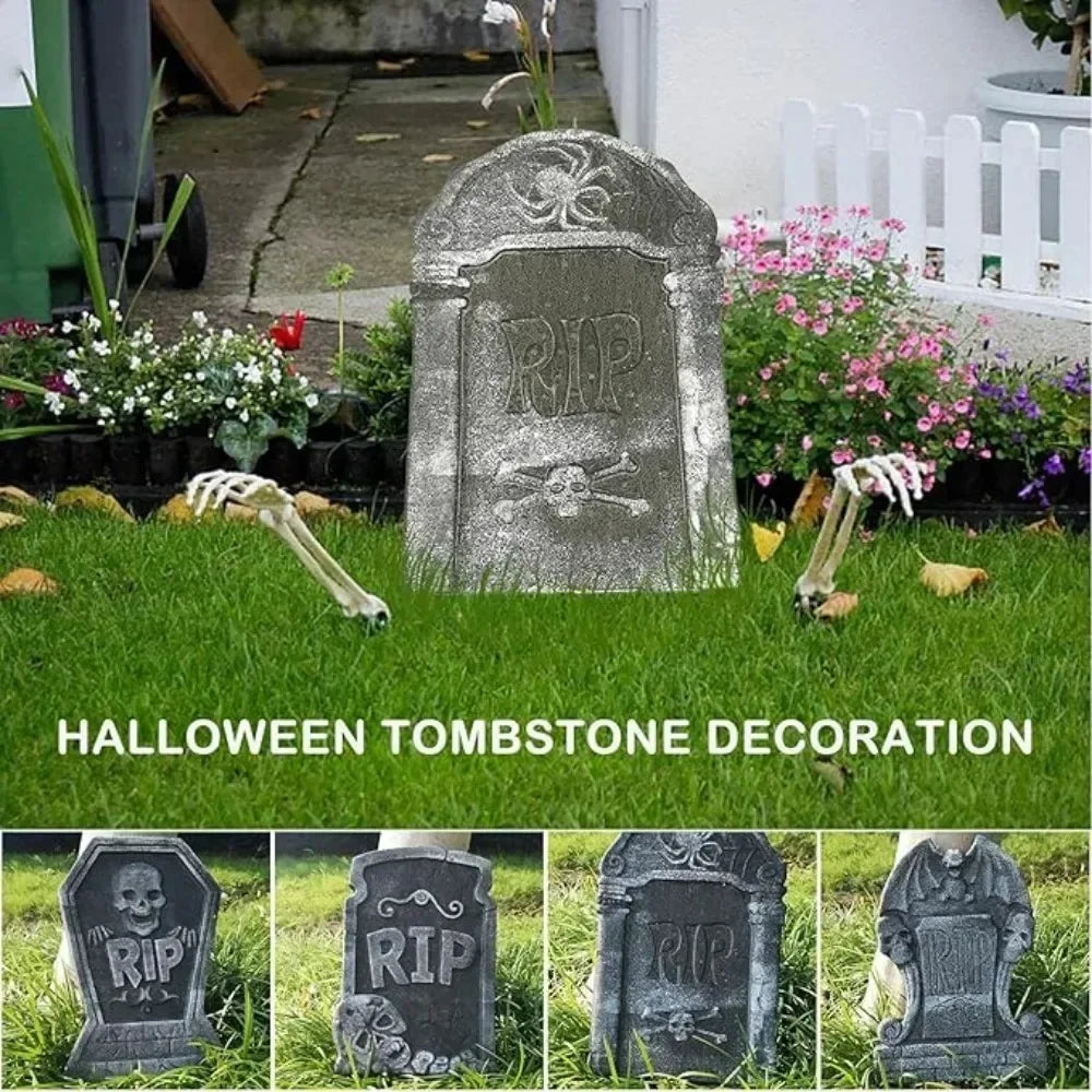 4pcs Halloween Yard Signs Tombstone Decoration Cemetery Foam Haunted House Graveyard for House Outdoor Party Prank Props