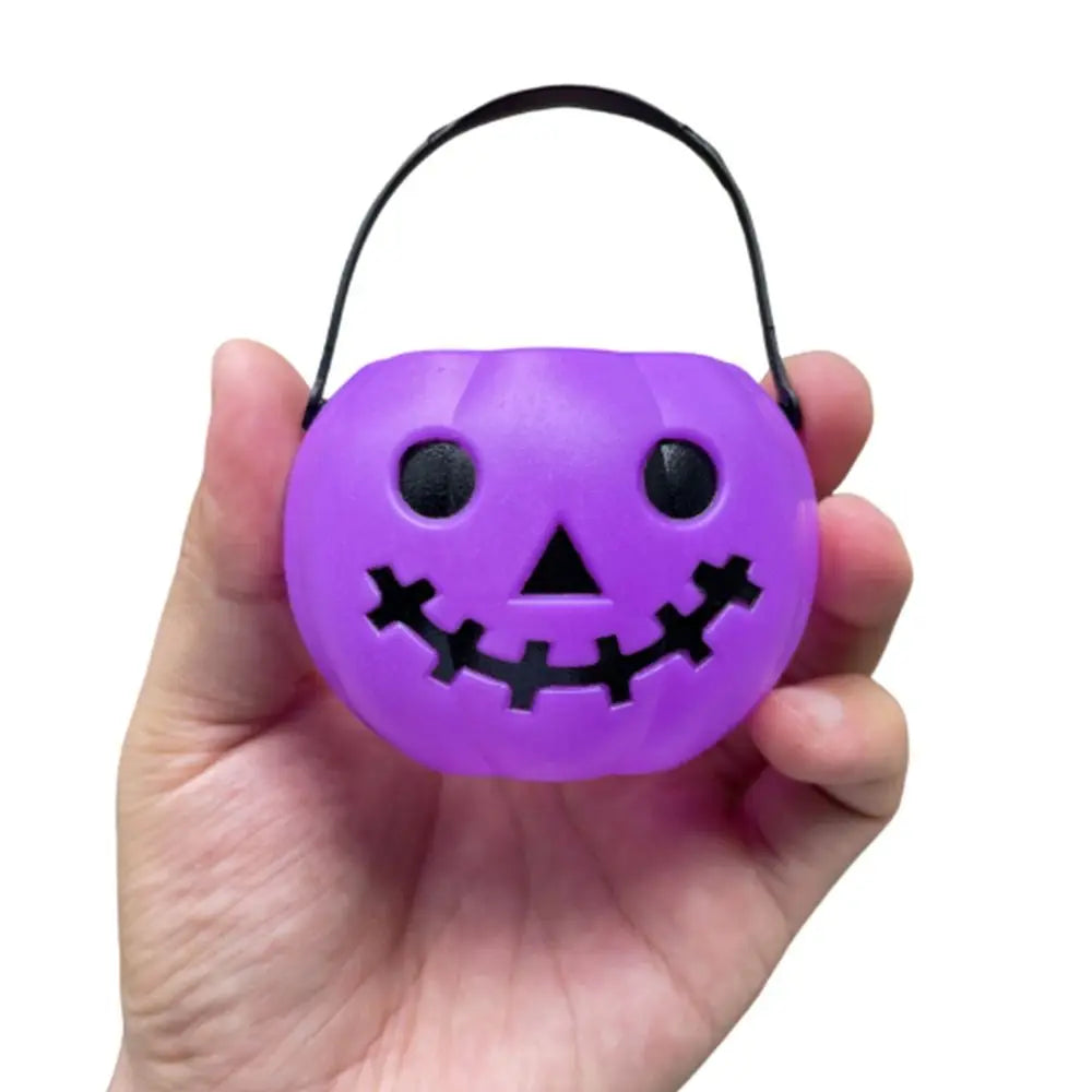 6PCS Set Spooky 6cm Size Halloween Pumpkin Jar With Lid Triangular Eyes Pumpkin Lantern Mini Basket Pumpkin Bucket Gift Giving