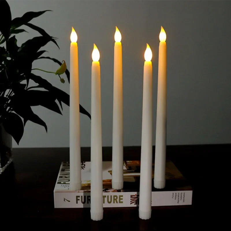4/1PCS Long Halloween LED Candle Flameless Pointed Candle Light Battery Powered Flickering Candle Light Home Decoration