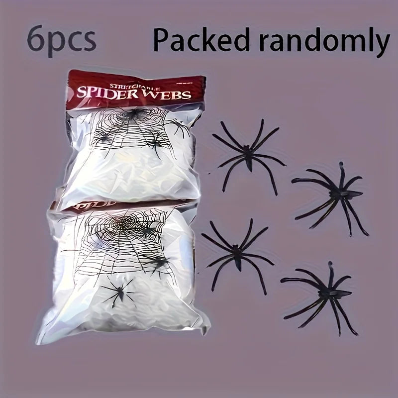 Halloween Artificial Stretchy Spider Web Cobweb with Spiders Horror Gothic Haunted House Party Decor Scary Props Accessories