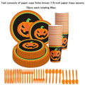 1/2set Disposable Tableware Halloween Theme Party Birthday Decorations Paper Cup Fork Knife 7/9 Inch Paper Tray Spoon Each 10pcs