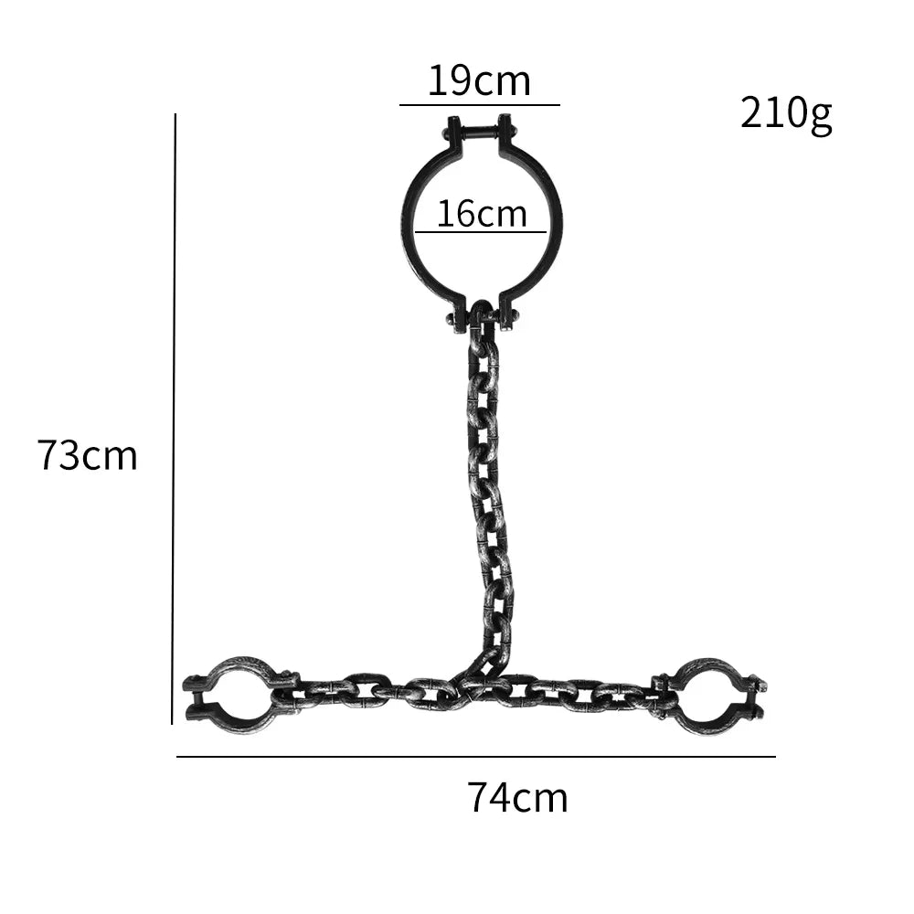 Halloween Prison Handcuffs - Realistic Wrist Shackles with Chains for Costume Cosplay Party Props Spooky Photo Booth Accessories