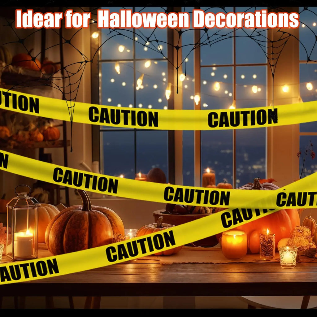 Heavy-duty, 3" x 328 ft reusable caution tape for construction, hazard marking, crime scenes, events, and Halloween decor.