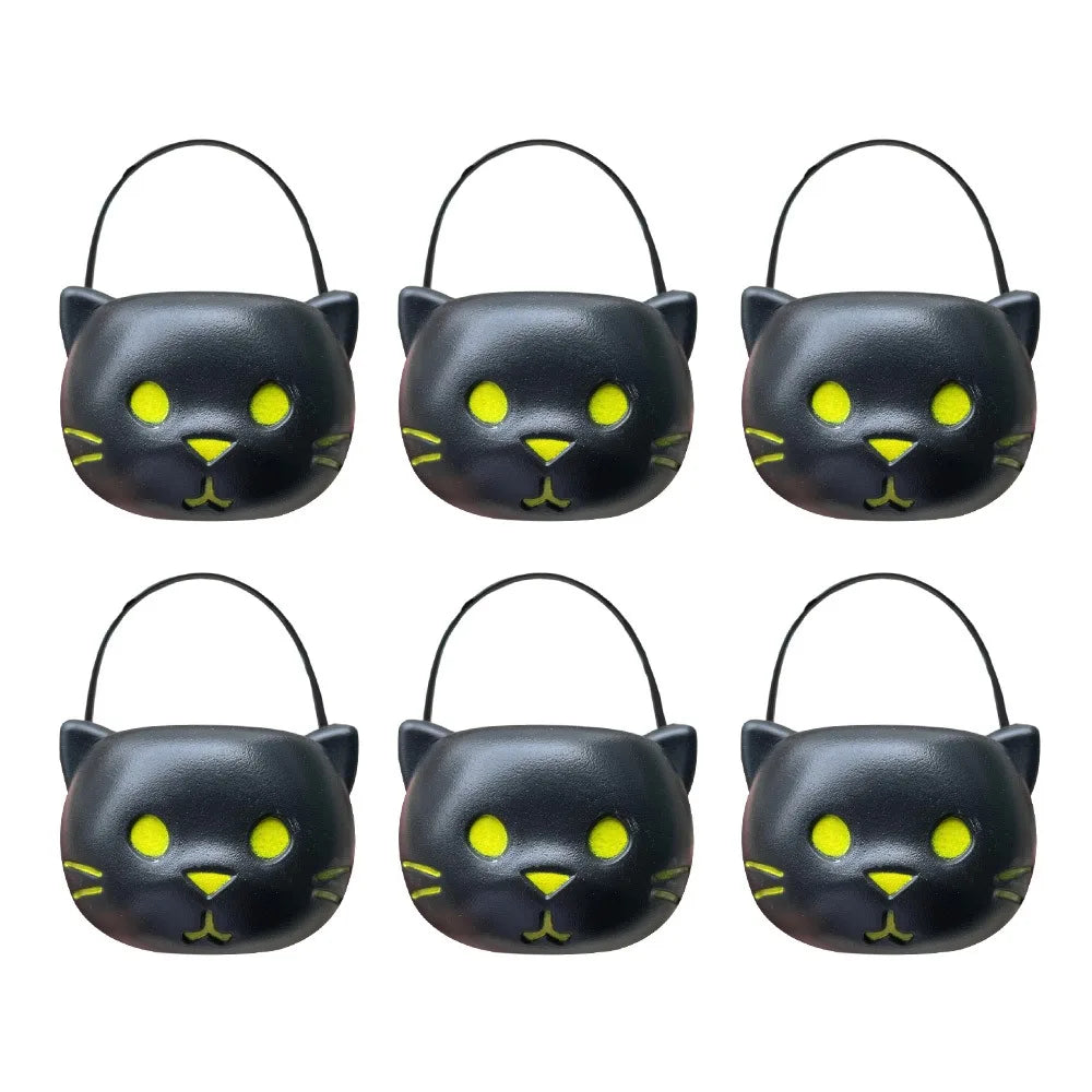 6PCS Set Spooky 6cm Size Halloween Pumpkin Jar With Lid Triangular Eyes Pumpkin Lantern Mini Basket Pumpkin Bucket Gift Giving