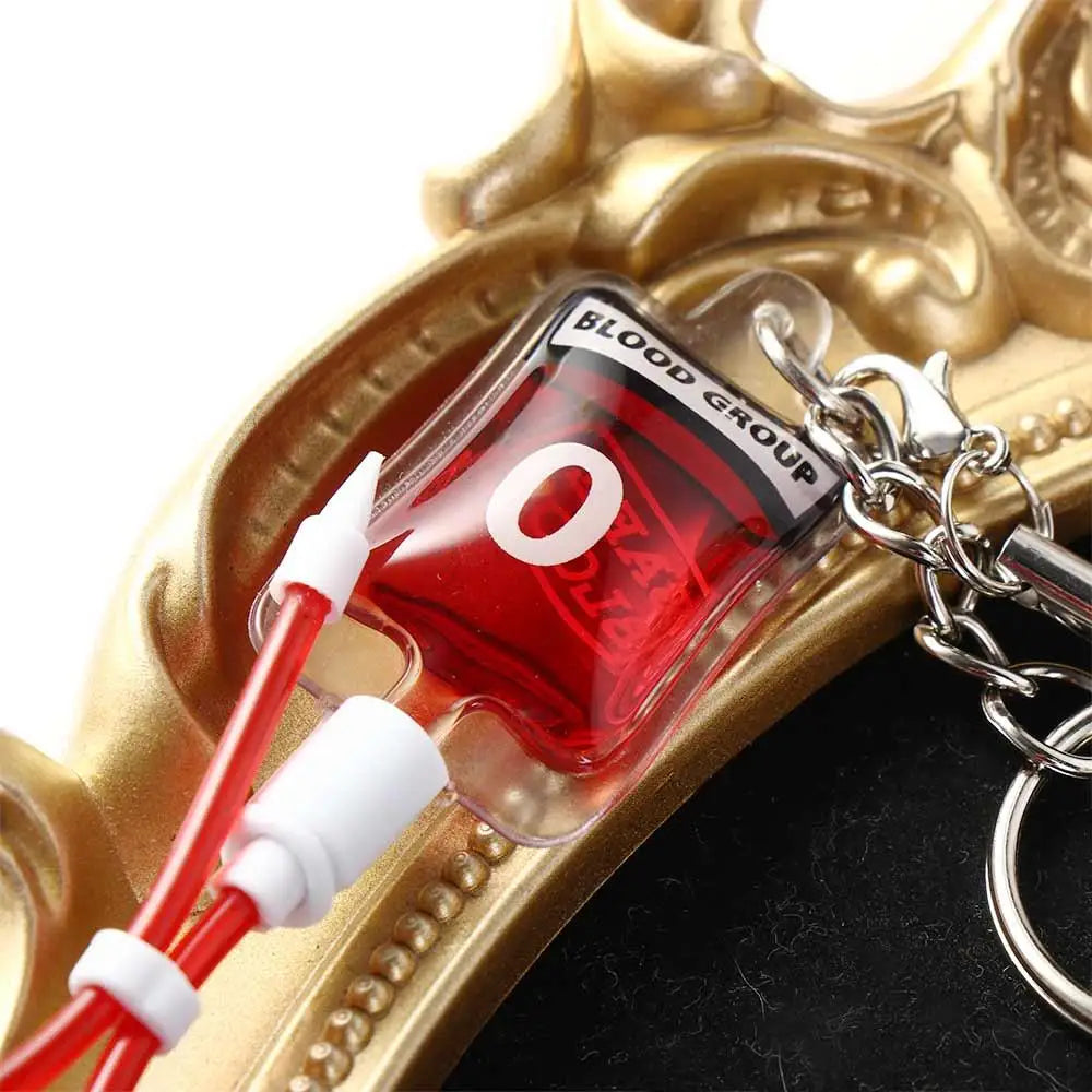 Type A B O AB Plasma Blood Bag Keychain PVC Unique Blood Bag Pendant Fashion Bag Charm Halloween Blood Pendant DIY Accessory