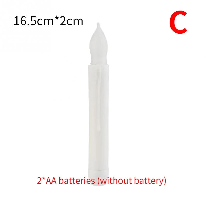 4/1PCS Long Halloween LED Candle Flameless Pointed Candle Light Battery Powered Flickering Candle Light Home Decoration