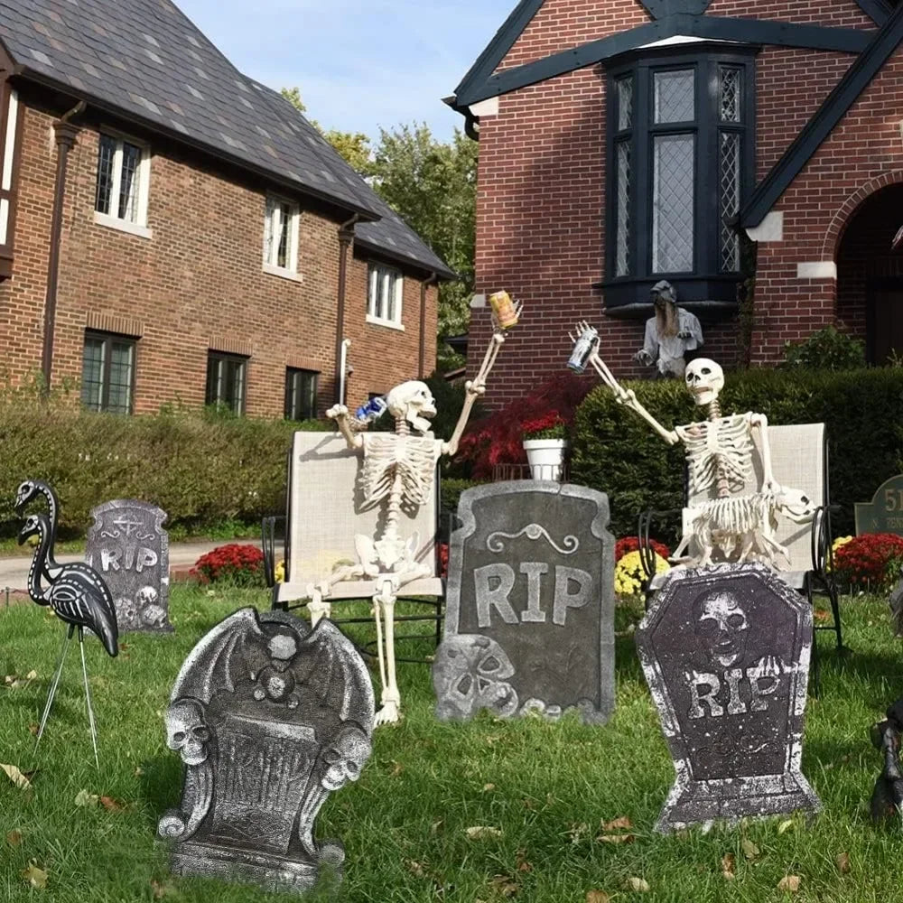 4pcs Halloween Yard Signs Tombstone Decoration Cemetery Foam Haunted House Graveyard for House Outdoor Party Prank Props