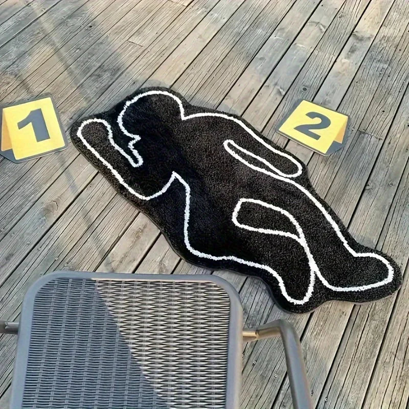 VIKAMA Crime Scene Creative Rug Comfortable Noise-Reducing Entrance Mat Bedroom Entryway Bedside Rug Home Decor