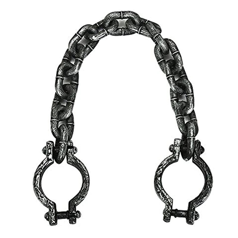 Halloween Prison Handcuffs - Realistic Wrist Shackles with Chains for Costume Cosplay Party Props Spooky Photo Booth Accessories