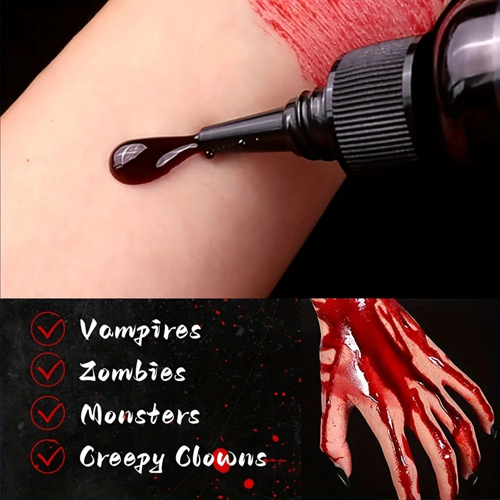 Halloween Plasma Spray Create Realistic Blood Effects Horror Fake Blood Spray Halloween Cosplay Makeup Washable Eye Blood Drops