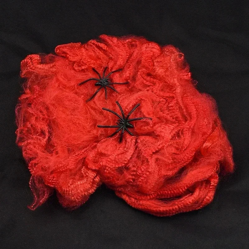 Halloween Artificial Stretchy Spider Web Cobweb with Spiders Horror Gothic Haunted House Party Decor Scary Props Accessories