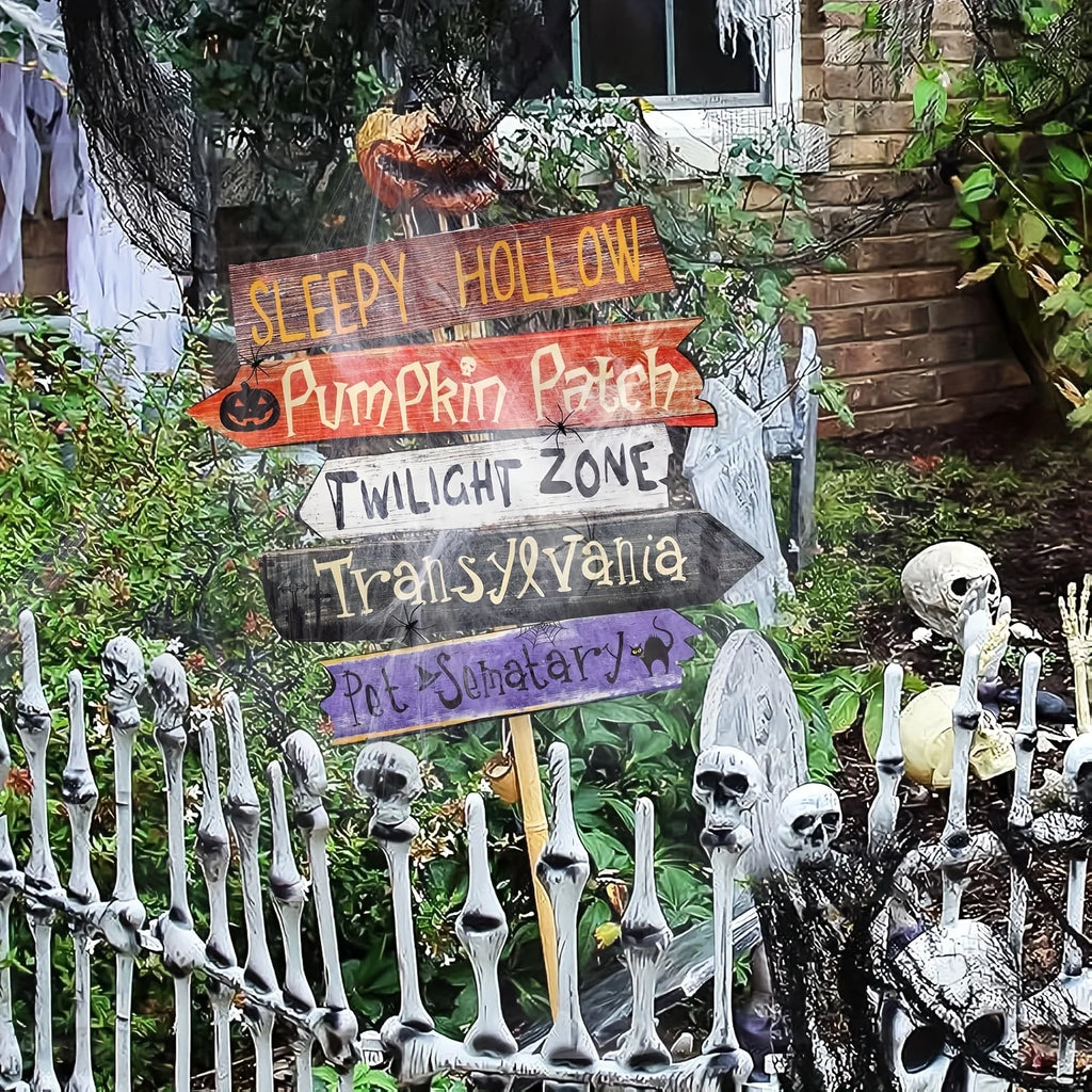 Halloween Decorations Outside Yard Sign Decor Scary Halloween Street Signs Halloween Party Photo Booth Props for Outdoor