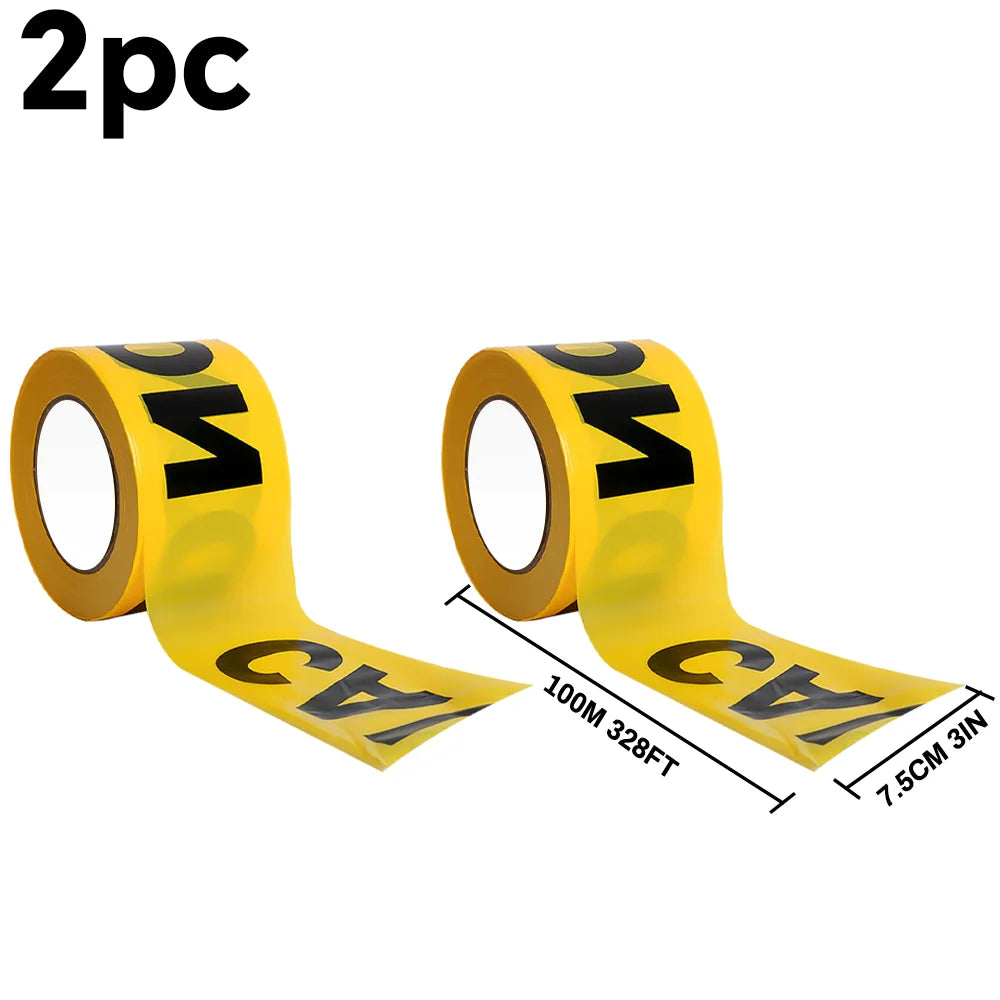 Heavy-duty, 3" x 328 ft reusable caution tape for construction, hazard marking, crime scenes, events, and Halloween decor.