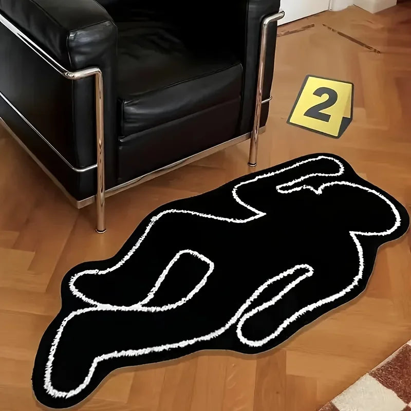 VIKAMA Crime Scene Creative Rug Comfortable Noise-Reducing Entrance Mat Bedroom Entryway Bedside Rug Home Decor