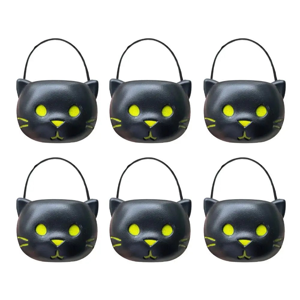 6PCS Set Spooky 6cm Size Halloween Pumpkin Jar With Lid Triangular Eyes Pumpkin Lantern Mini Basket Pumpkin Bucket Gift Giving
