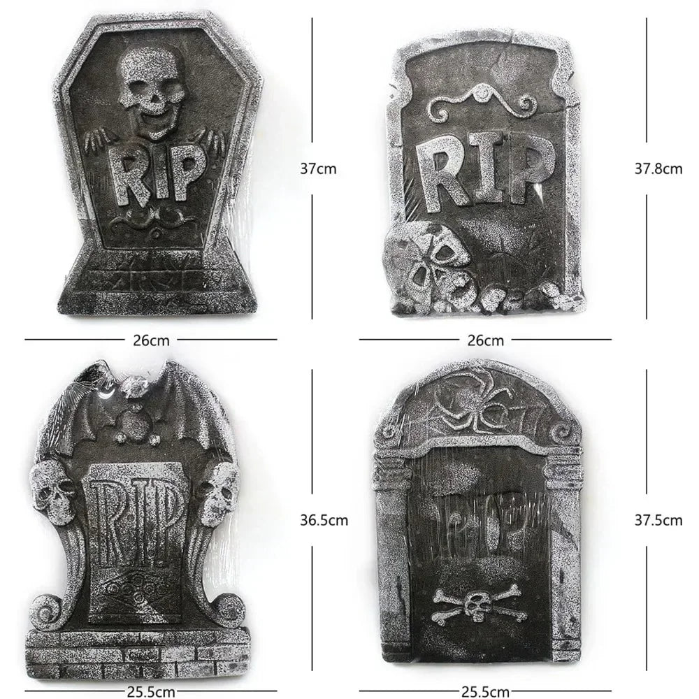 4pcs Halloween Yard Signs Tombstone Decoration Cemetery Foam Haunted House Graveyard for House Outdoor Party Prank Props