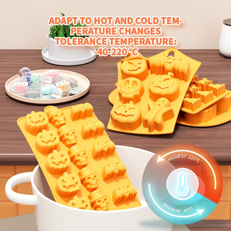 Halloween horror pumpkin bat silicone mold ghost hat skeleton ice block chocolate food baking tray mold biscuit cake baking mold