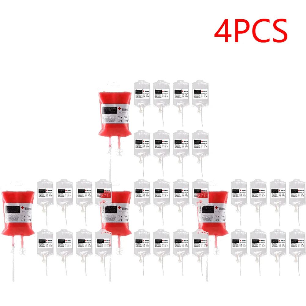 60-10PCS Empty Blood Bags Energy Drinks for Halloween Zombie Vampire Costume Props Nurse Graduation Theme Party Favors Drink Pou