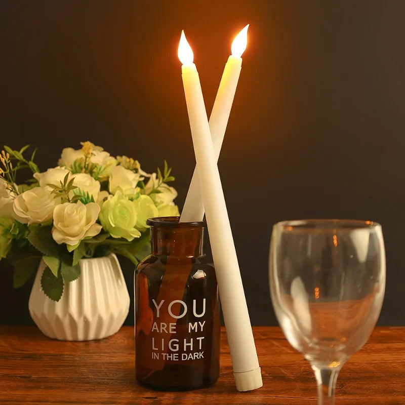 4/1PCS Long Halloween LED Candle Flameless Pointed Candle Light Battery Powered Flickering Candle Light Home Decoration