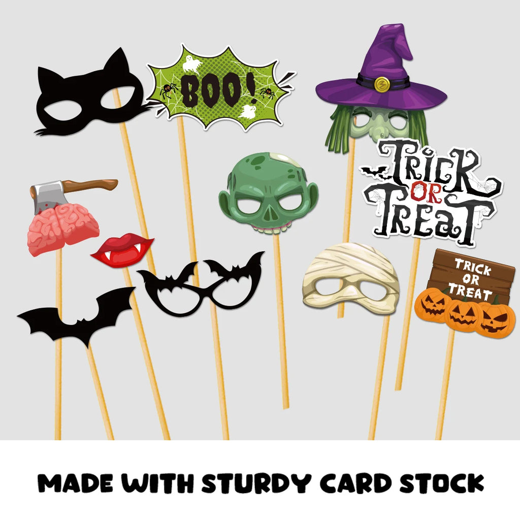 1set Halloween Party Photo Booth Props Kit Pumpkin Skull shape Funny Selfie Prop Halloween Party Decorations Haunted House Props