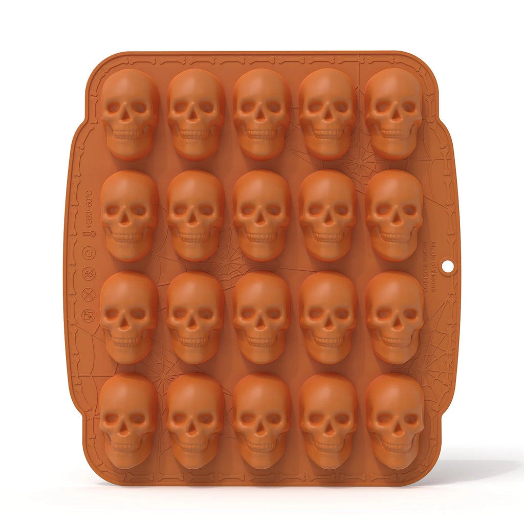Skull Baking Mold/ Ice Cube Tray - Halloween Cake Candy Chocolate Decor Silicone Food Grade Flexible Easy Release Reusable Mold