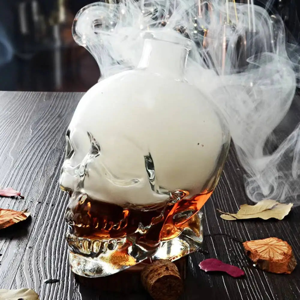 Skull Glass Bottle for whiskey Cocktail & Liquor - Borosilicate Barware, Perfect for Party, Home & Halloween Decor