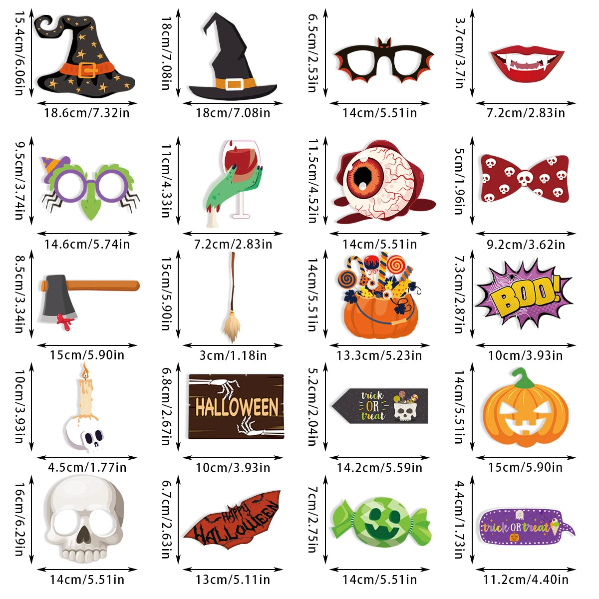 1set Halloween Party Photo Booth Props Kit Pumpkin Skull shape Funny Selfie Prop Halloween Party Decorations Haunted House Props