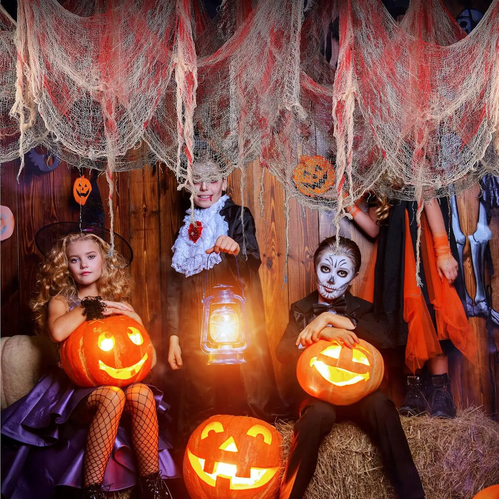 Scary Halloween Blood Gauze Staircase Indoor Outdoor Decoration Haunted House Blood Creepy Cloth Home Party Horror Scene Props