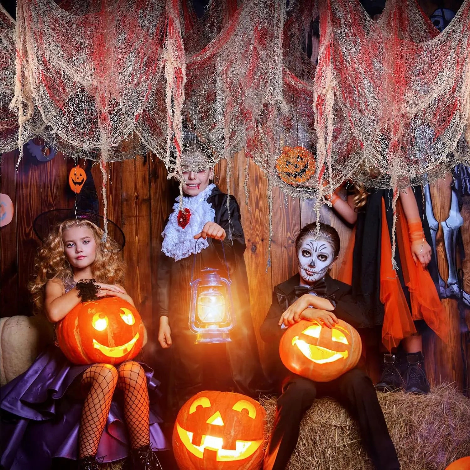 Scary Halloween Blood Gauze Staircase Indoor Outdoor Decoration Haunted House Blood Creepy Cloth Home Party Horror Scene Props