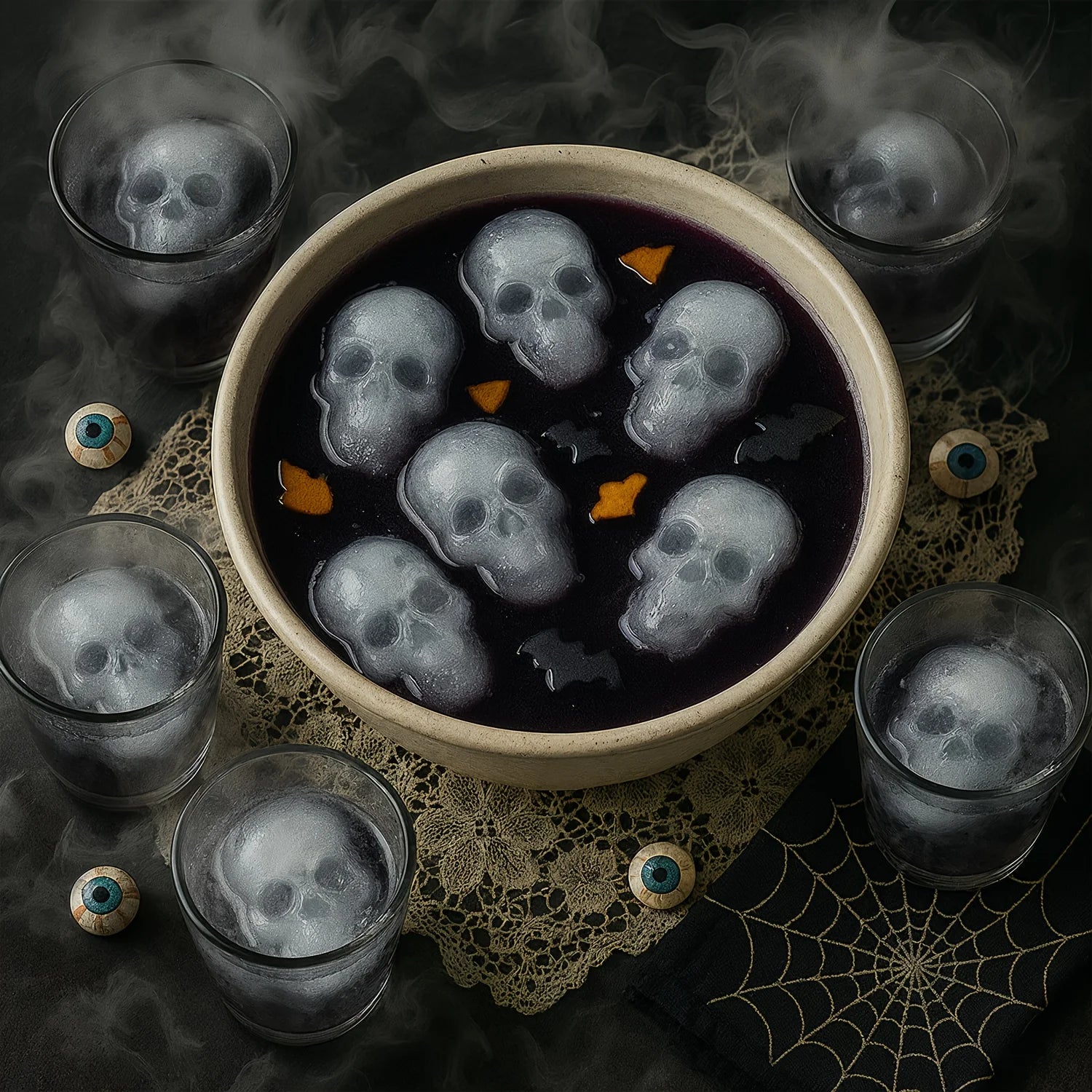 Skull Baking Mold/ Ice Cube Tray - Halloween Cake Candy Chocolate Decor Silicone Food Grade Flexible Easy Release Reusable Mold