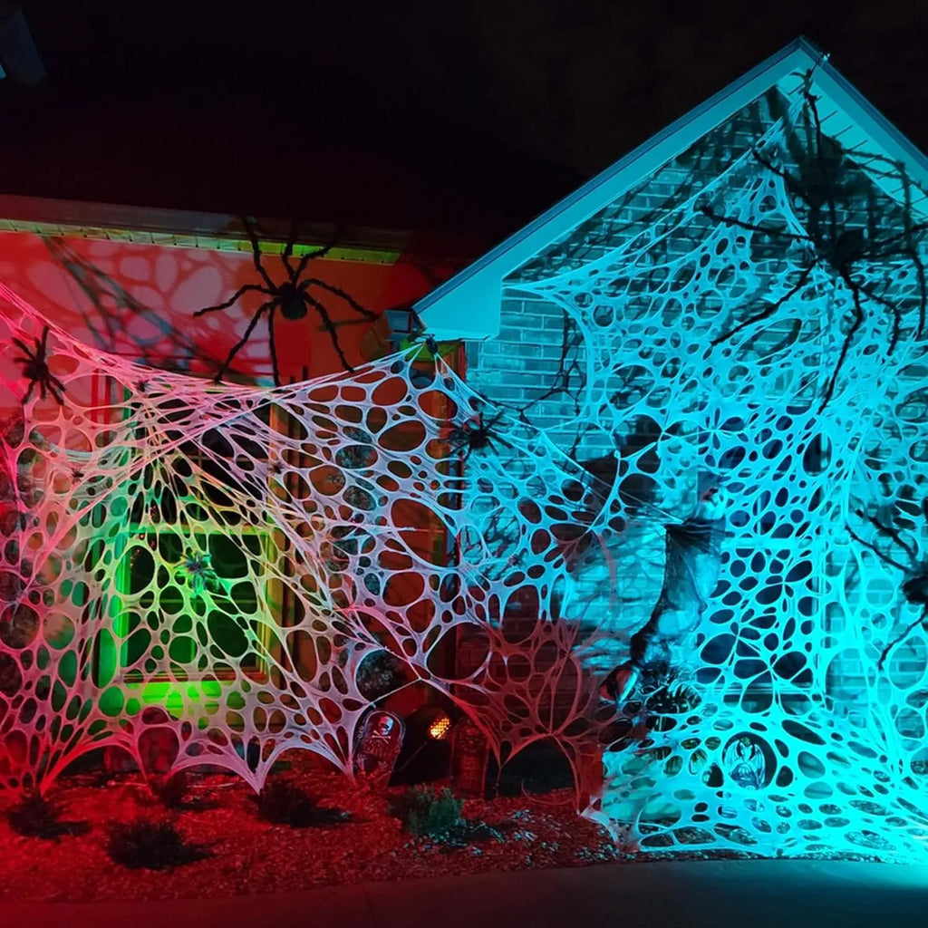 Halloween Decorations Outdoor Spider Web Cut Your Own Giant Stretchy Beef Netting Spiders Webbing Gauze Haunted Decor