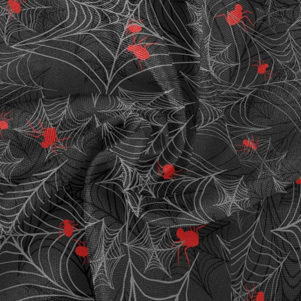 Red Spider Black Style Round Table Cloth, Halloween Horror White Lace Tablecloth Round Table 60 Inch for Dinner Table Decor