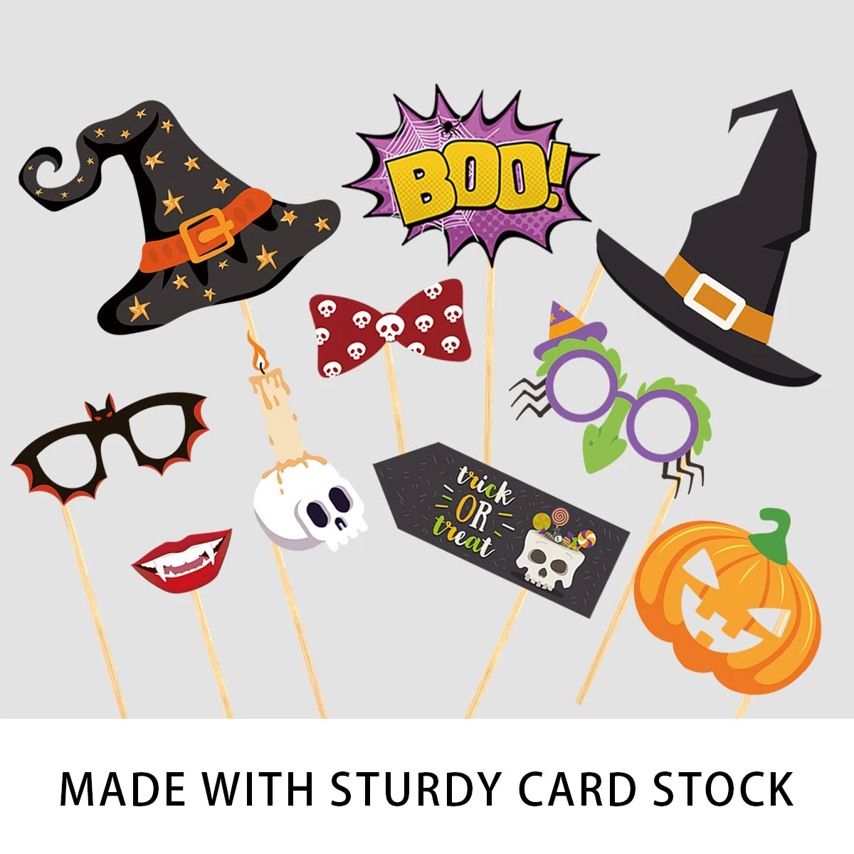 1set Halloween Party Photo Booth Props Kit Pumpkin Skull shape Funny Selfie Prop Halloween Party Decorations Haunted House Props